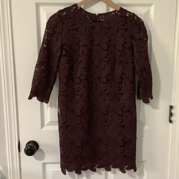 LOFT Purple Shift Lace Dress - size 00P - Picture 5 of 9